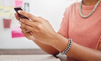 Woman on phone who is getting paid to text